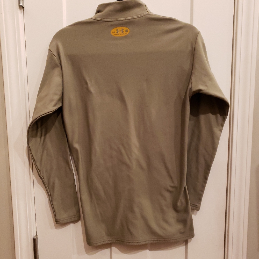 Under Armour Olive Long Sleeve Shirt with Yellow Logo - Picture 2 of 5